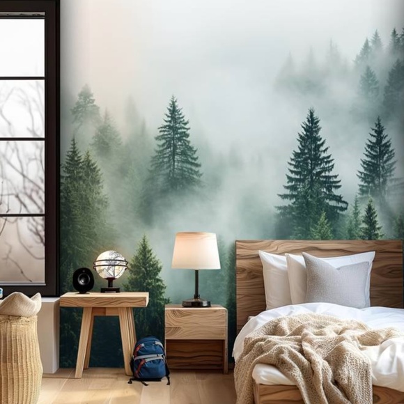 Forest + fog wallpaper peel & stick - Picture 2 of 4